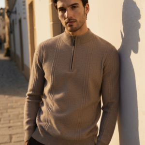 100% Cashmere Ribbed Half Zip