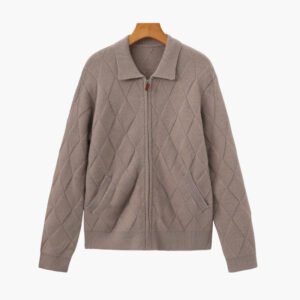 Heritage Diamond Knit Zip Cardigan