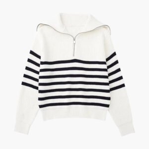 Striped Zip Up Sweater